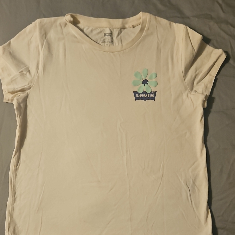 Levi's Cream Tee with Mint Floral Logo